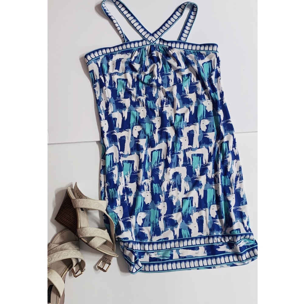 Blue and white summer dress